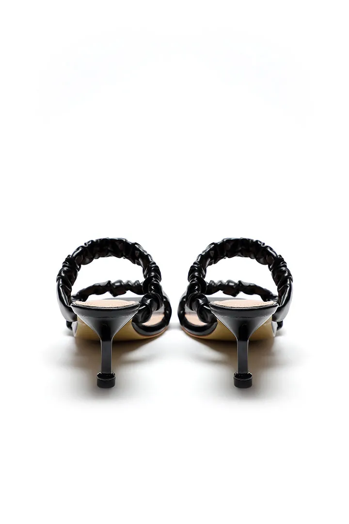 Ruched Double Strap Mules Slides Sandals