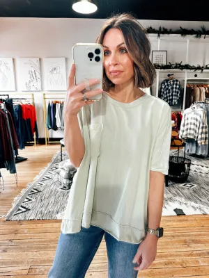 Sage Drop Shoulder Mineral Top