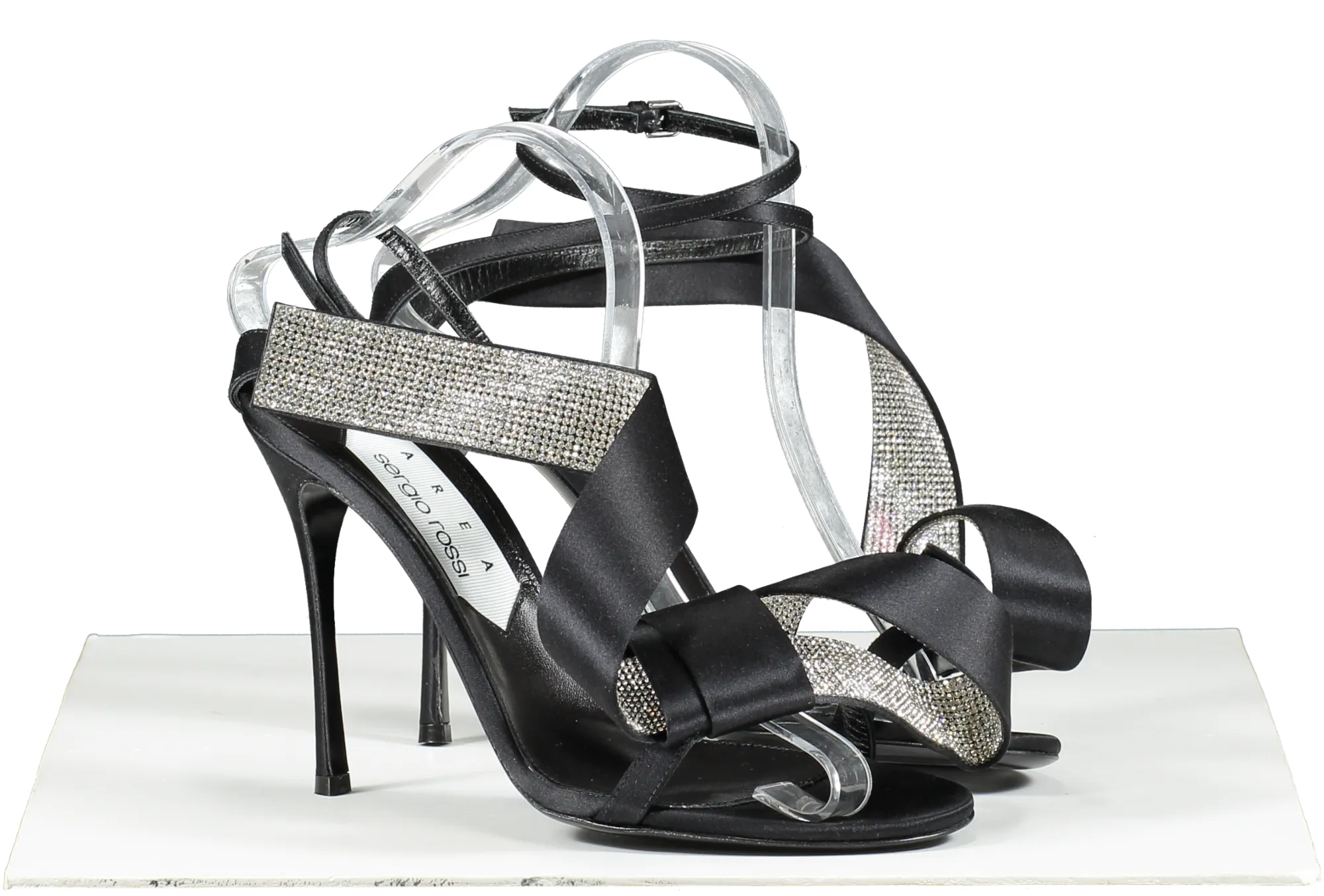 Sergio Rossi X Area Black Marquise Crystal-embellished Sandals UK 6 EU 39 👠