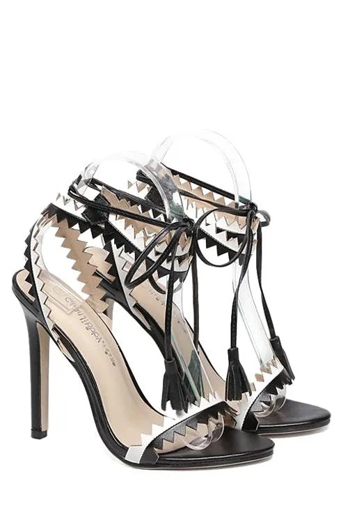 Sexy Zigzag Pattern Color Block Cross-Strap Sandals