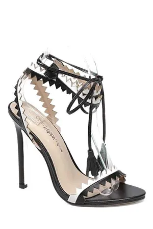 Sexy Zigzag Pattern Color Block Cross-Strap Sandals