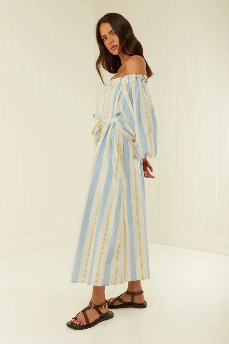 Sicily Dress - Blue Yellow Stripe