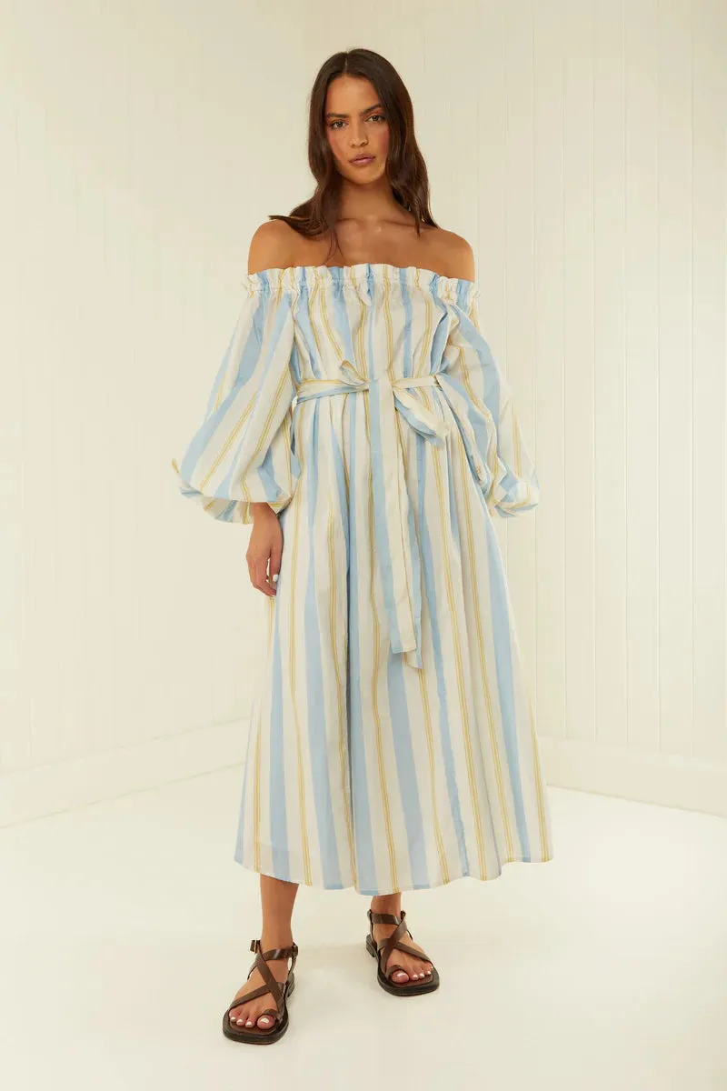Sicily Dress - Blue Yellow Stripe