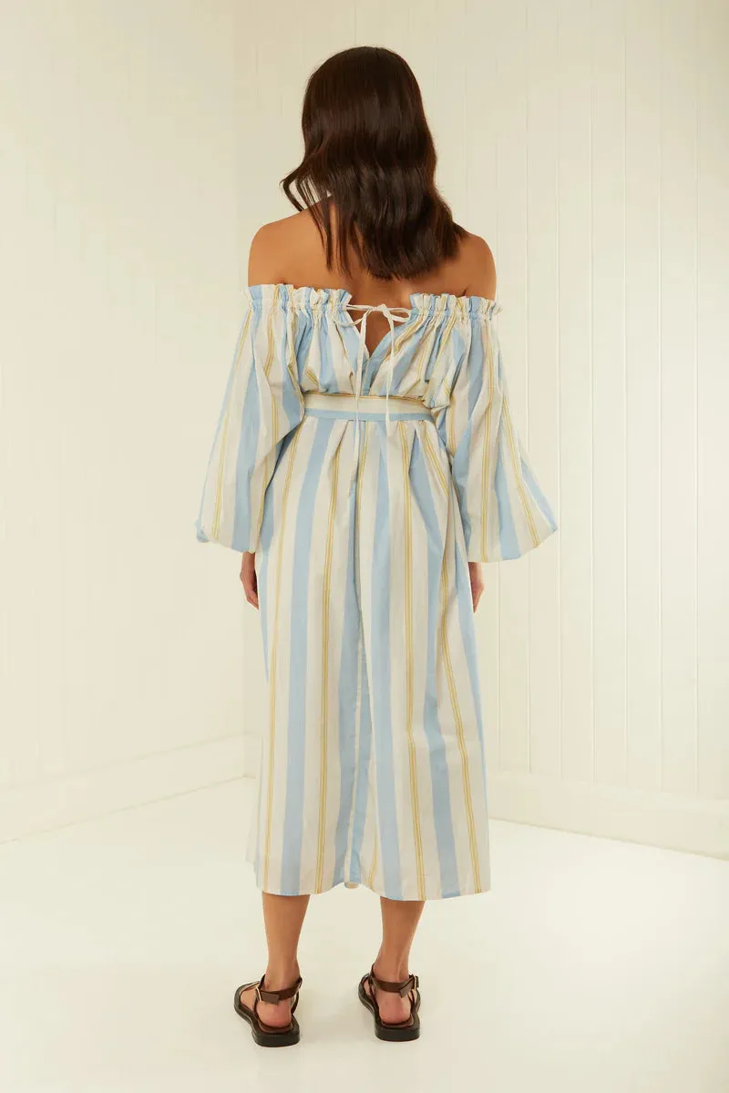 Sicily Dress - Blue Yellow Stripe