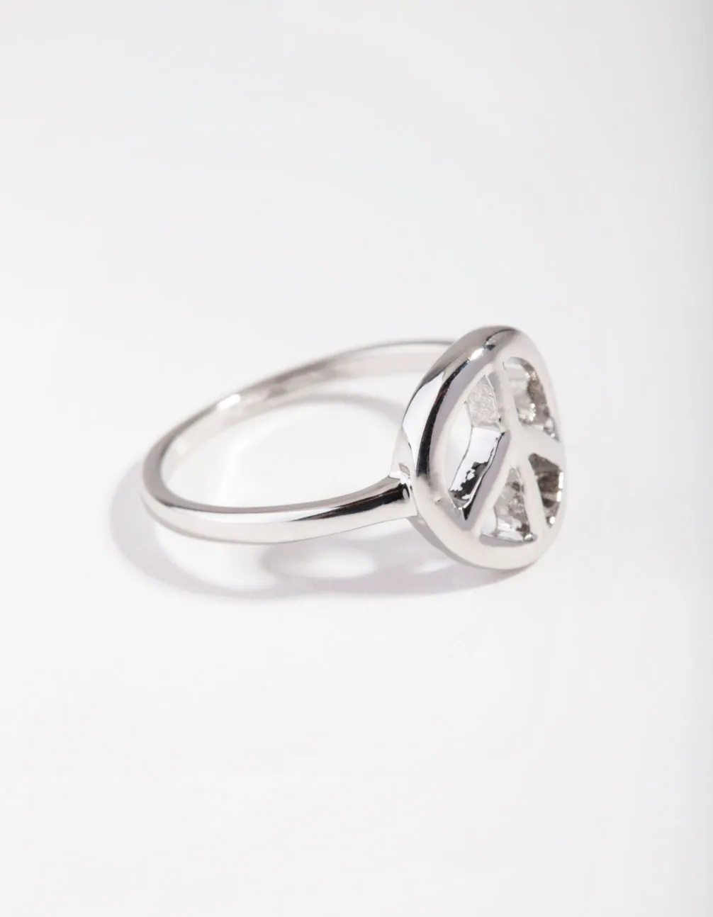 Silver Peace Sign Ring