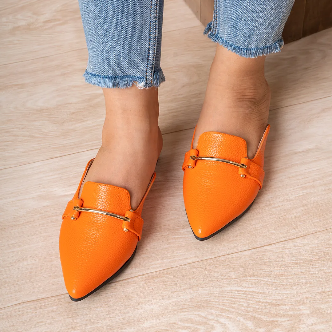 Simsa | Plain Summer Mules - Orange
