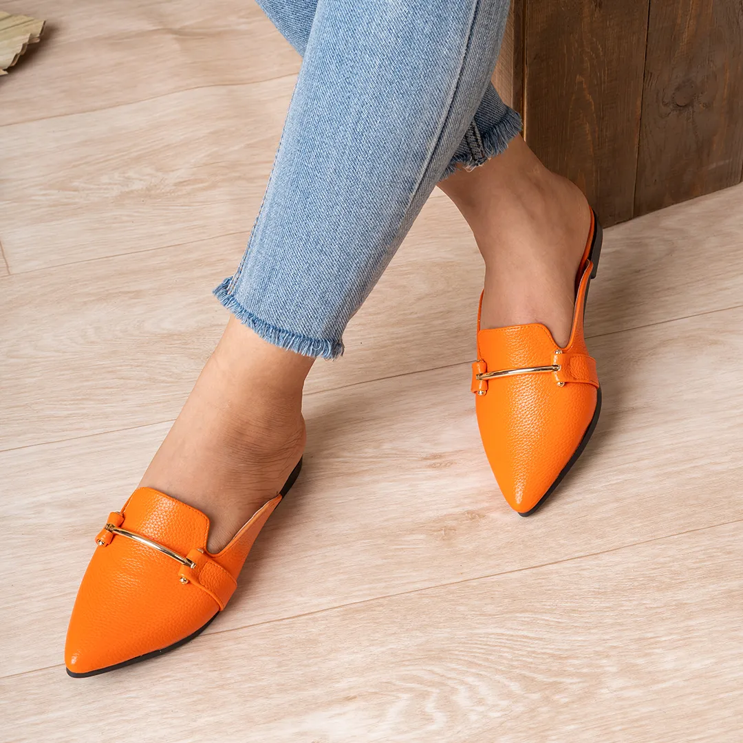 Simsa | Plain Summer Mules - Orange