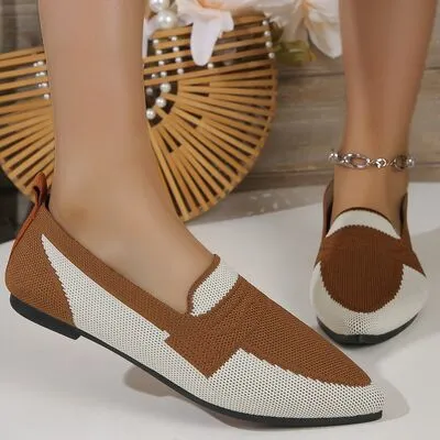 Slip-ons met contrasterend gaas en puntige neus
