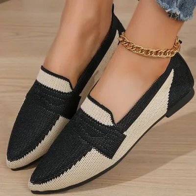 Slip-ons met contrasterend gaas en puntige neus