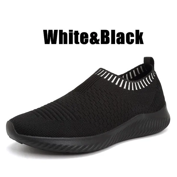 Solid Color Lightweight Breathable Flat Slip-on Running Shoes