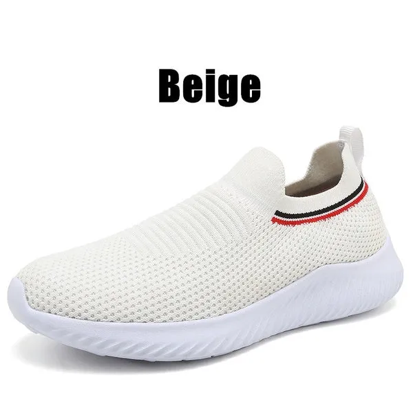 Solid Color Lightweight Breathable Flat Slip-on Running Shoes
