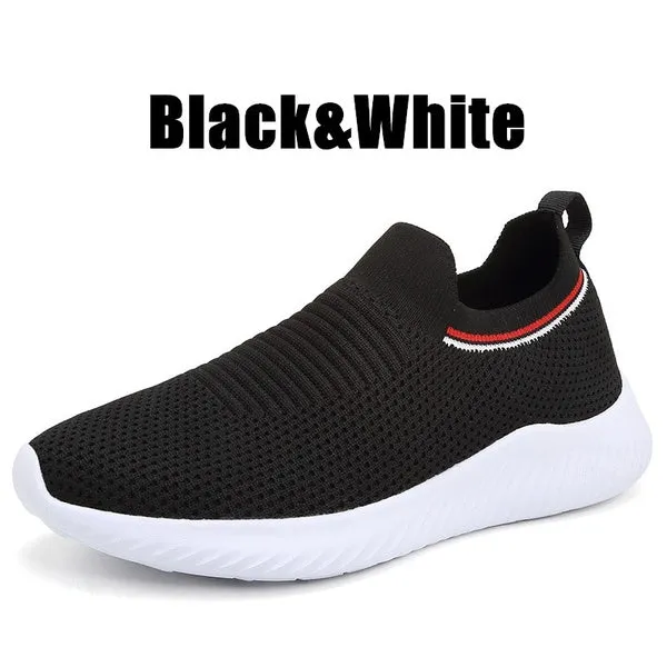 Solid Color Lightweight Breathable Flat Slip-on Running Shoes