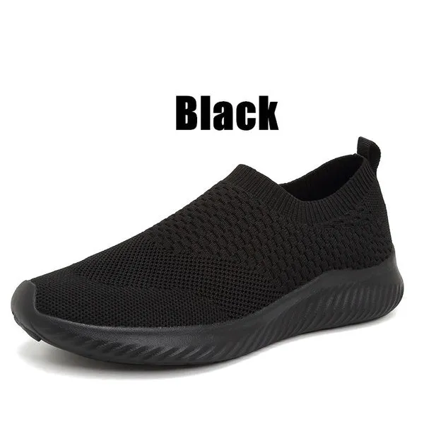 Solid Color Lightweight Breathable Flat Slip-on Running Shoes