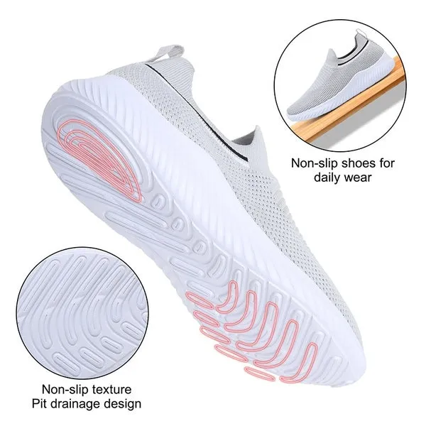Solid Color Lightweight Breathable Flat Slip-on Running Shoes