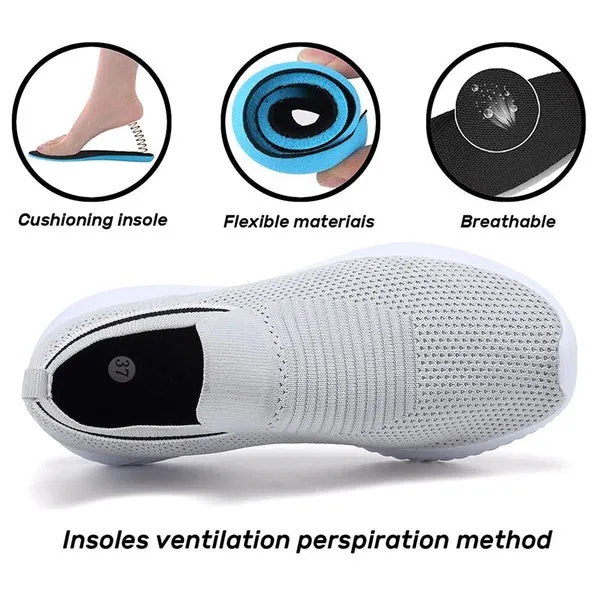 Solid Color Lightweight Breathable Flat Slip-on Running Shoes