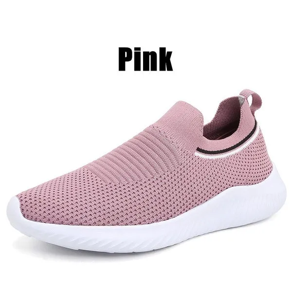 Solid Color Lightweight Breathable Flat Slip-on Running Shoes