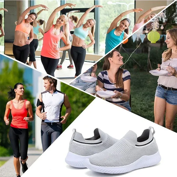 Solid Color Lightweight Breathable Flat Slip-on Running Shoes
