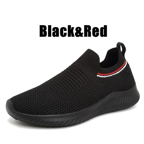 Solid Color Lightweight Breathable Flat Slip-on Running Shoes