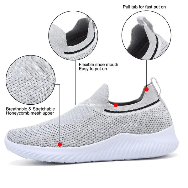 Solid Color Lightweight Breathable Flat Slip-on Running Shoes