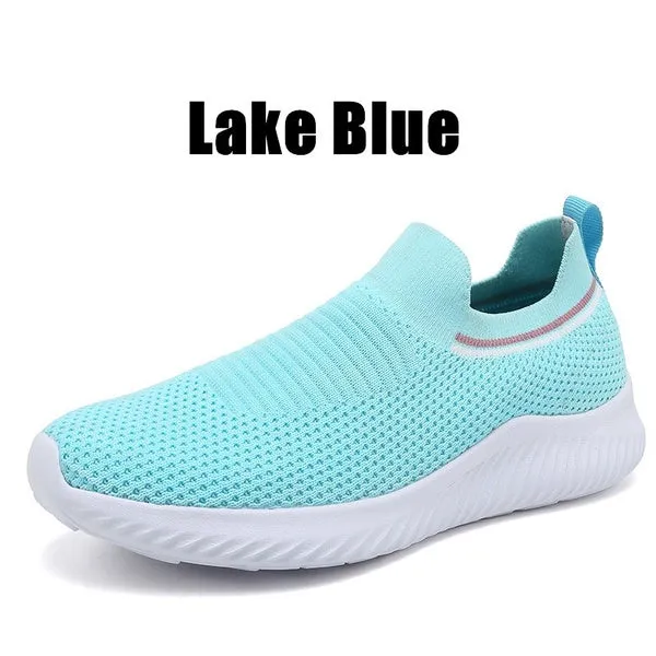 Solid Color Lightweight Breathable Flat Slip-on Running Shoes