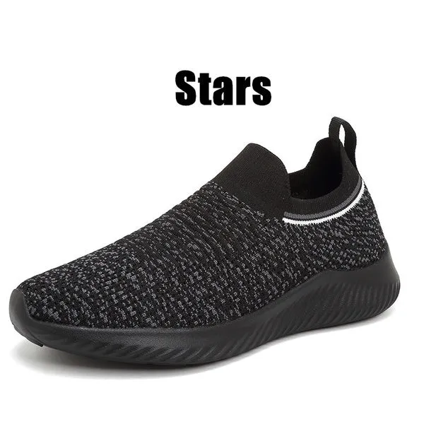 Solid Color Lightweight Breathable Flat Slip-on Running Shoes