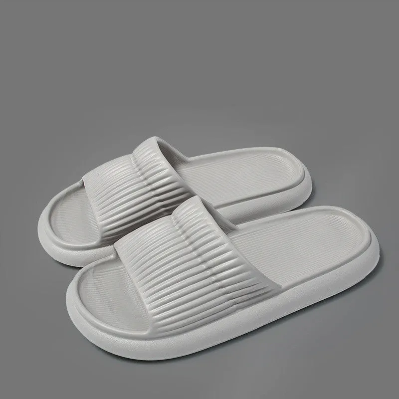 Solid Striped Design Home Slippers, Men Women's Fashion House Shoes, Non-slip Floor Bathroom Slippers for Couple