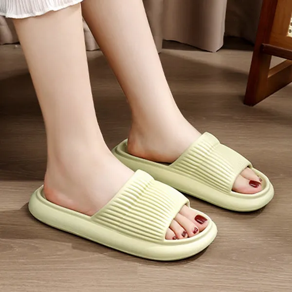 Solid Striped Design Home Slippers, Men Women's Fashion House Shoes, Non-slip Floor Bathroom Slippers for Couple
