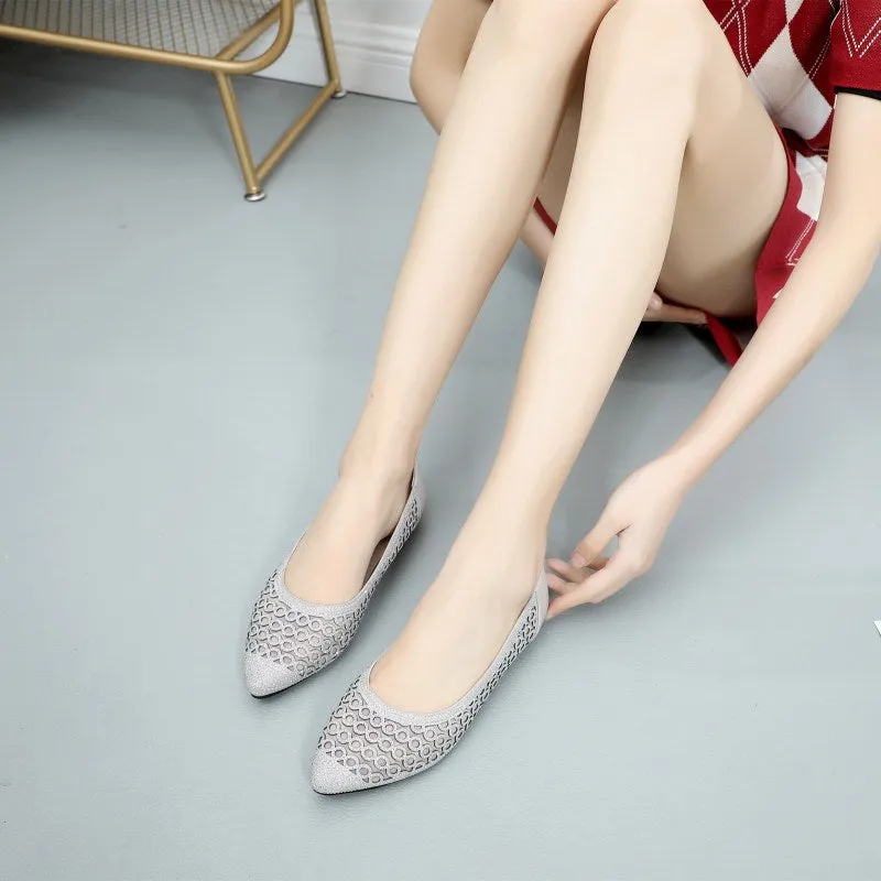 Sparkling Rhinestone Mesh Flats Shoes