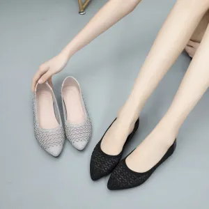 Sparkling Rhinestone Mesh Flats Shoes