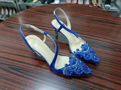 Spring and summer pointed rhinestone stiletto bridal sandals