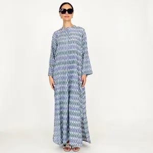 SS24 IKAT COLLARLESS KAFTAN DRESS