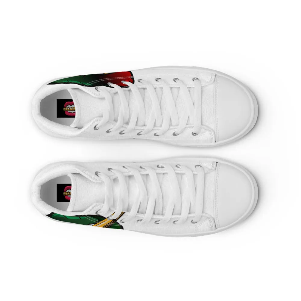 STFU Afrocentric Logo Women’s High Top Canvas Shoes - White