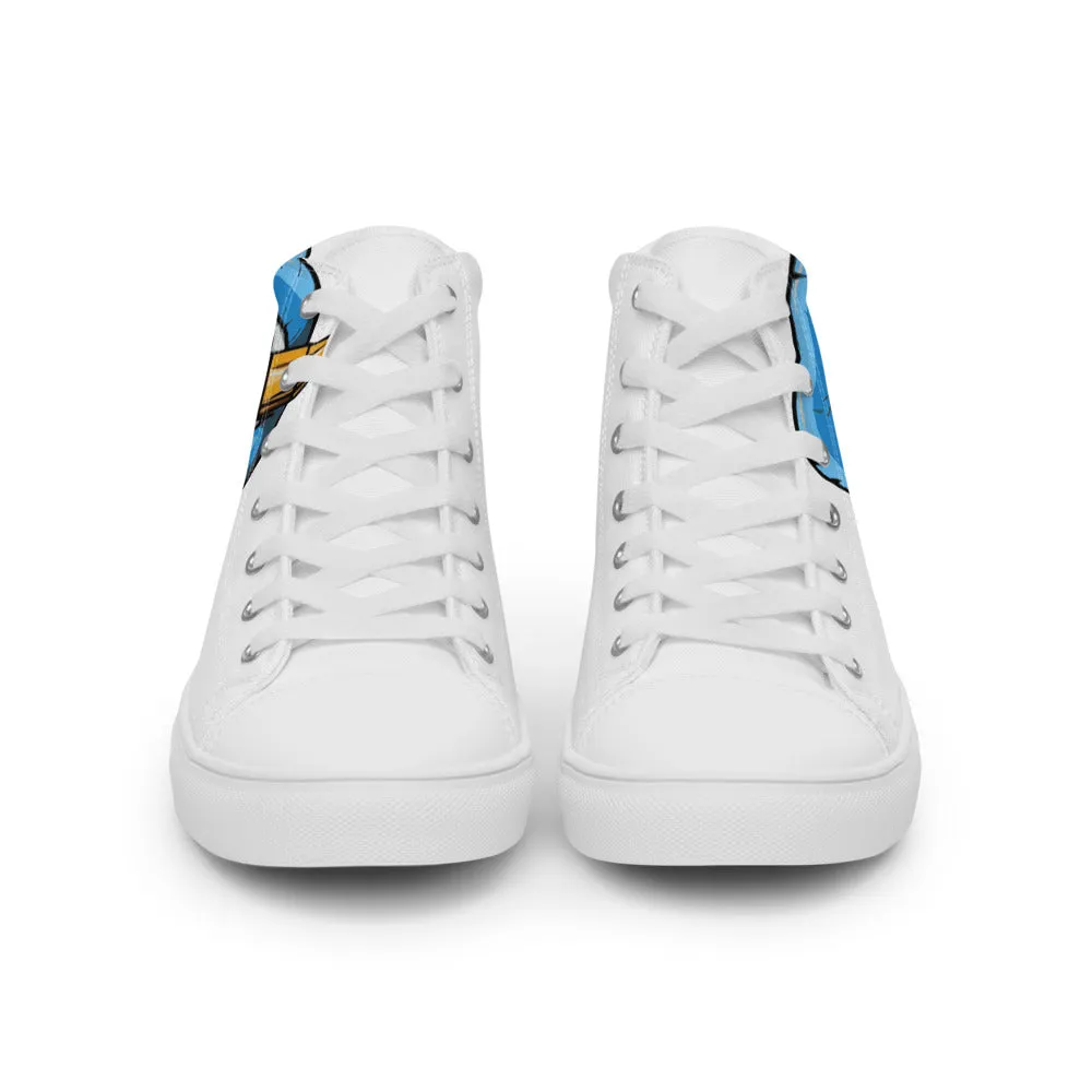 STFU Ice Blue Logo Women’s High Top Canvas Shoes - White