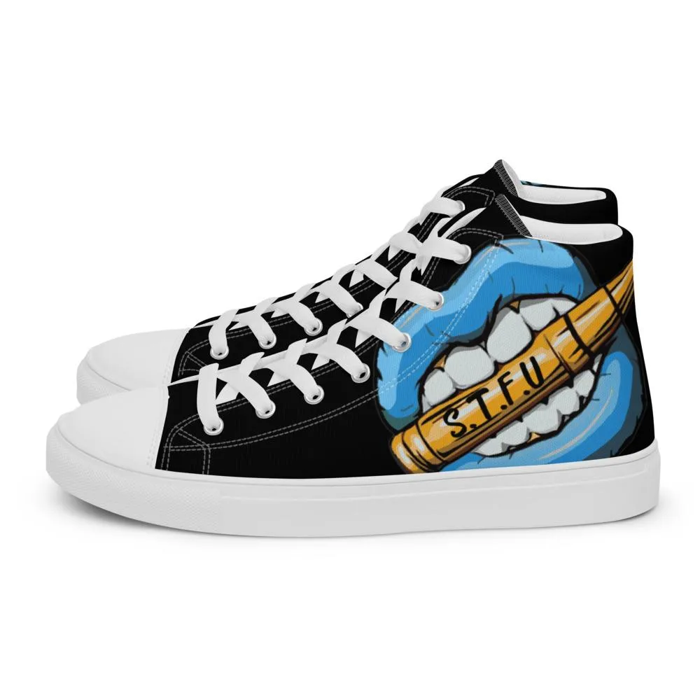 STFU Ice Blue Logo Women’s High Top Canvas Shoes