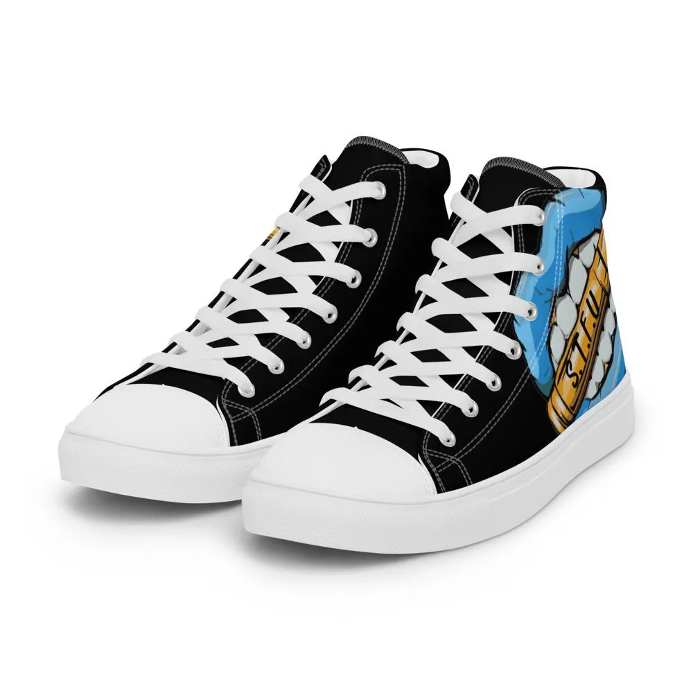 STFU Ice Blue Logo Women’s High Top Canvas Shoes
