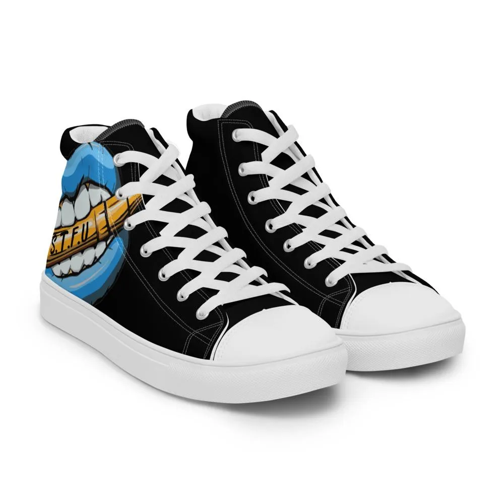 STFU Ice Blue Logo Women’s High Top Canvas Shoes