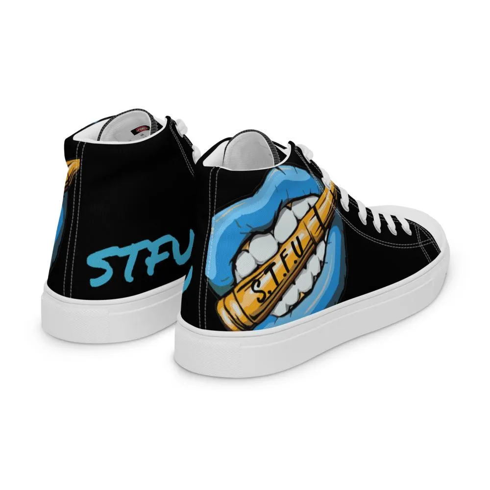 STFU Ice Blue Logo Women’s High Top Canvas Shoes