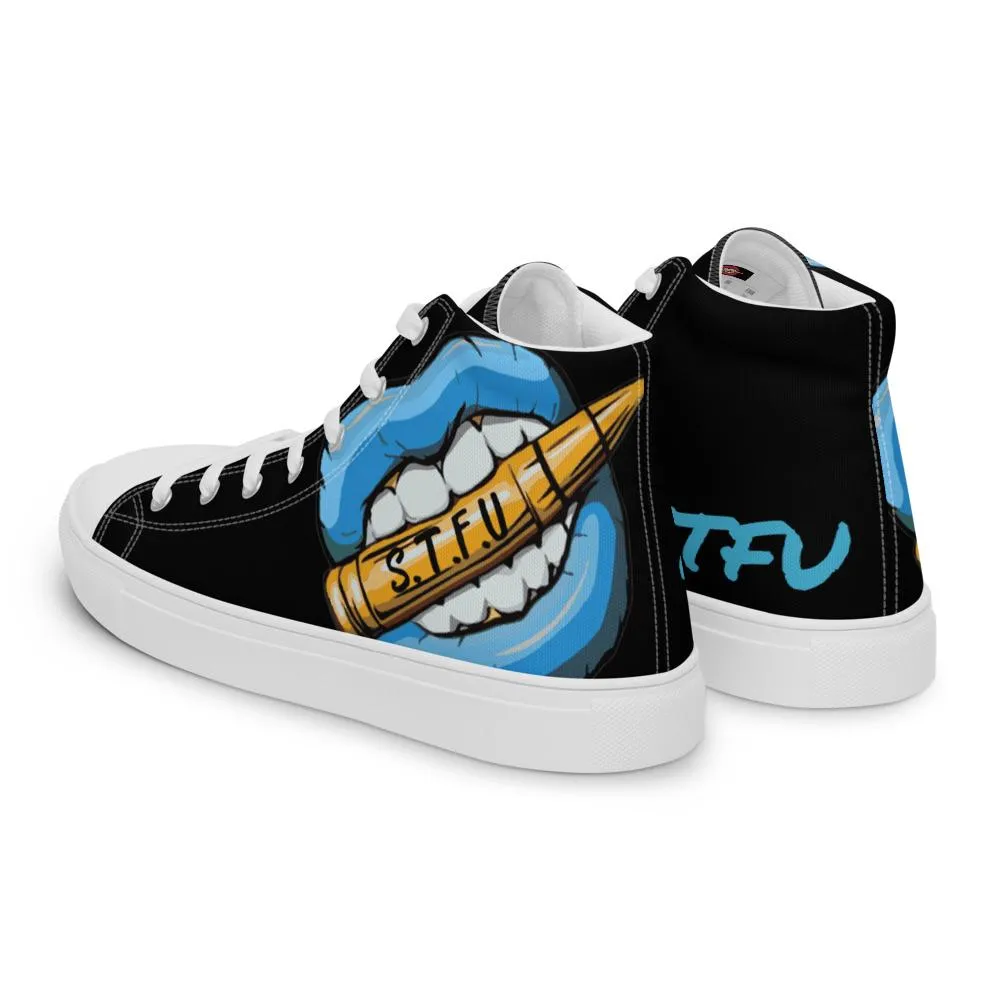 STFU Ice Blue Logo Women’s High Top Canvas Shoes
