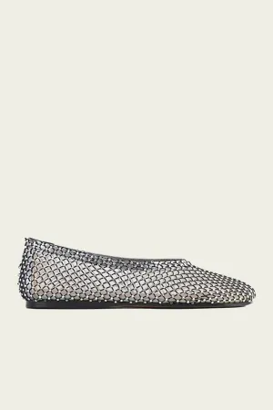Strass Mesh Anckle Ballerina in Nero