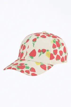 STRAWBERRY-PRINT COTTON-CANVAS BASEBALL CAP