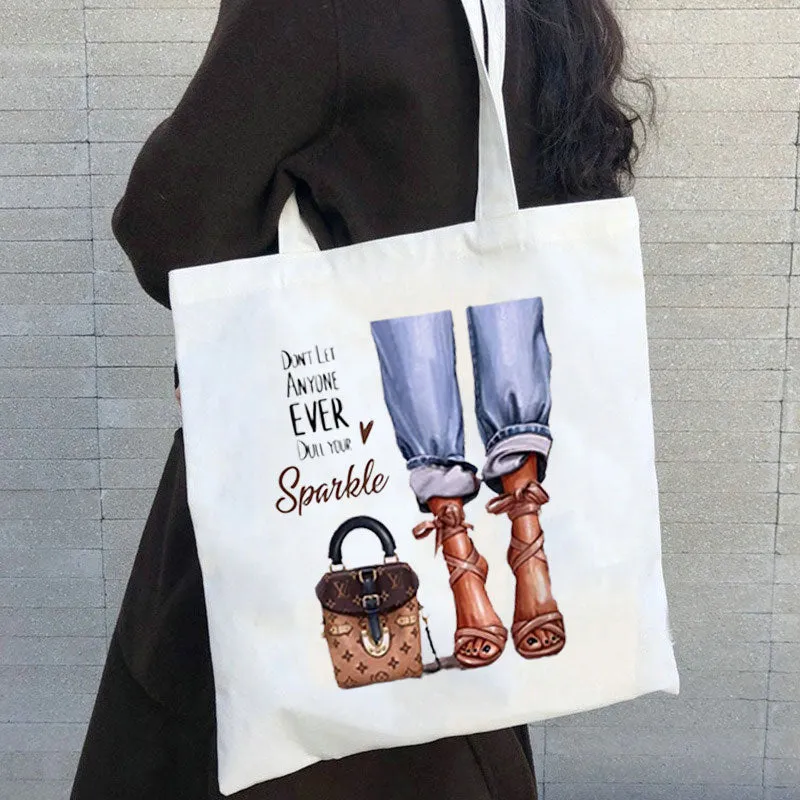 Style B：Fashion Trend Shoes Pattern Women Capacity Canvas Bag