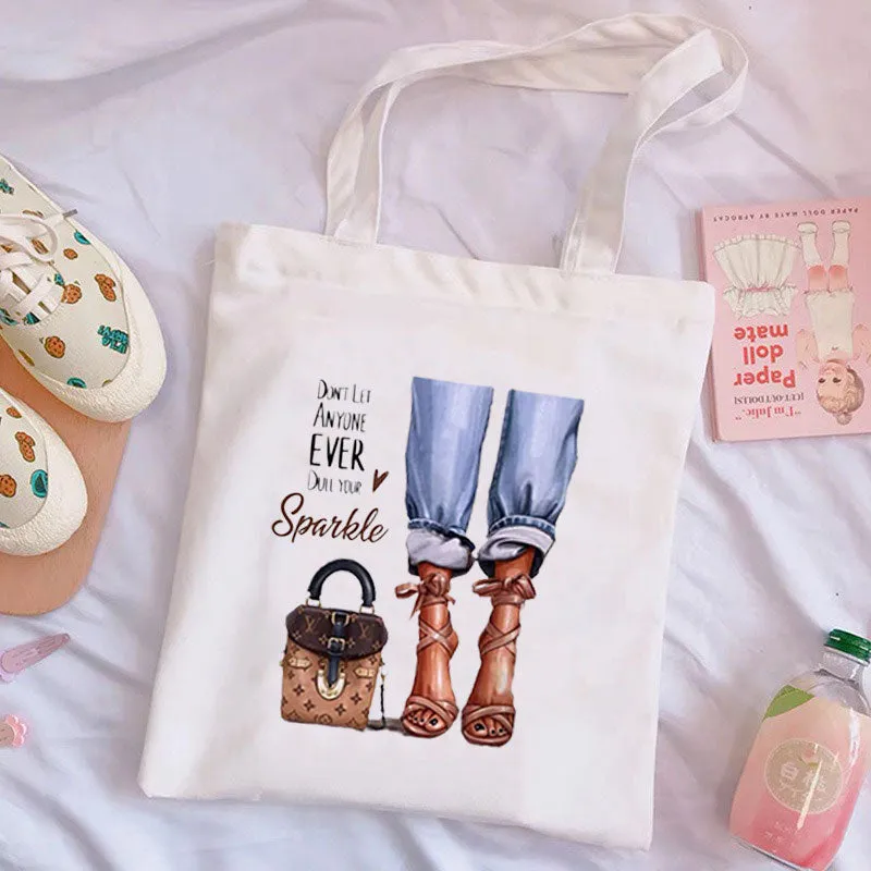 Style B：Fashion Trend Shoes Pattern Women Capacity Canvas Bag