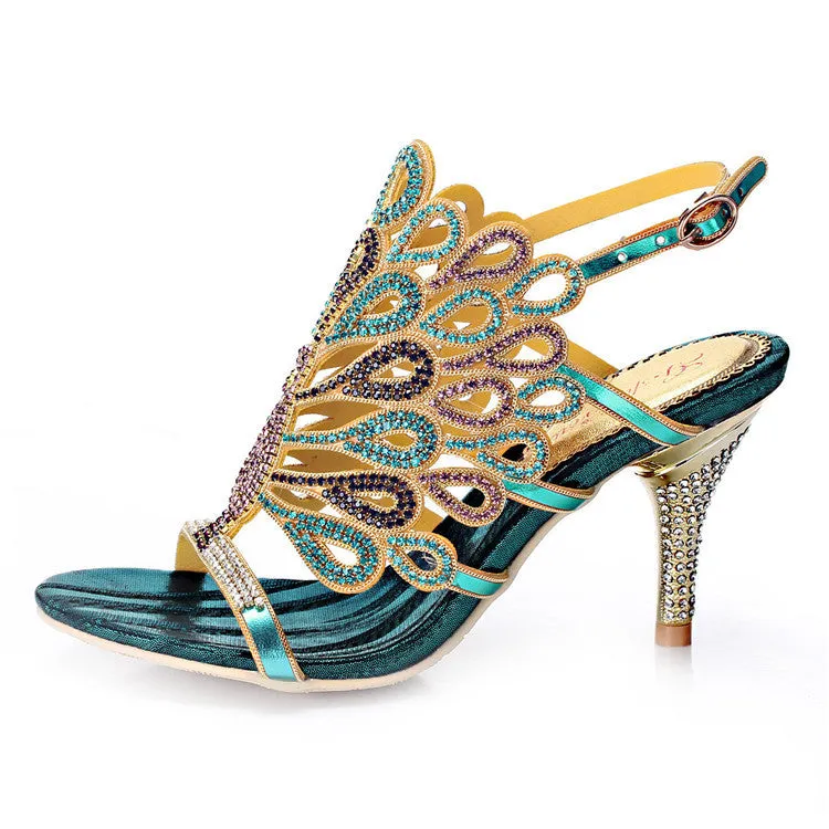 Summer Rhinestone High Heels Sandals for Women Shoes MF3823