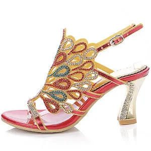 Summer Rhinestone High Heels Sandals for Women Shoes MF3823