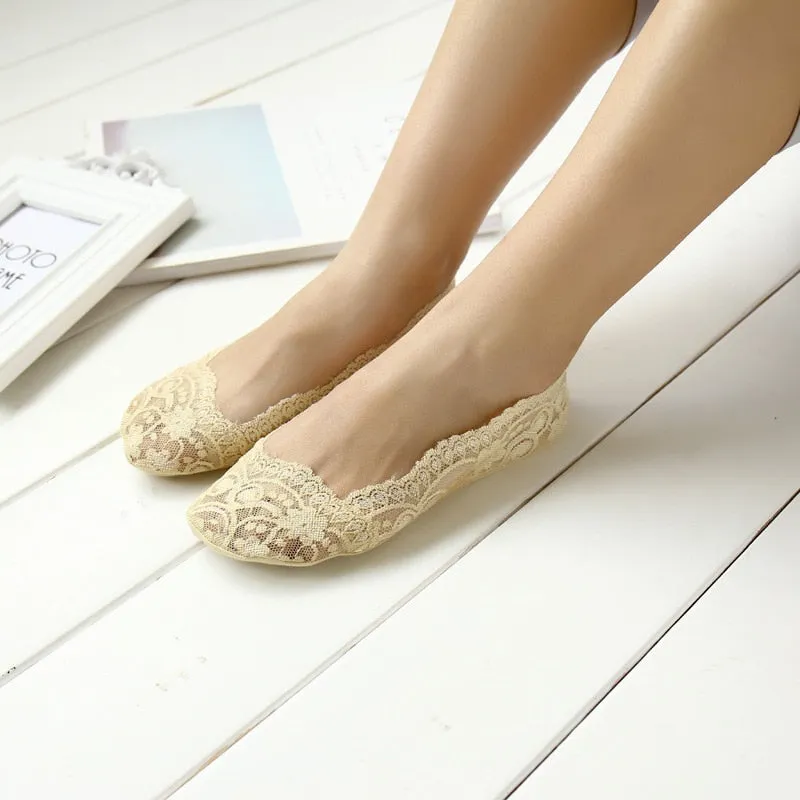 Summer Thin Socks Non-slip Lace - 5 Pairs