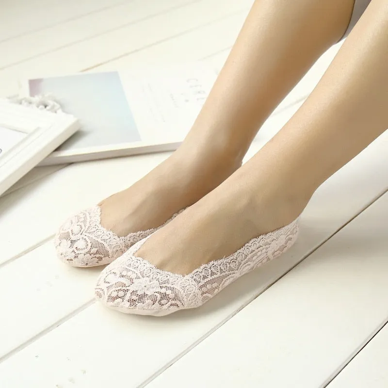 Summer Thin Socks Non-slip Lace - 5 Pairs