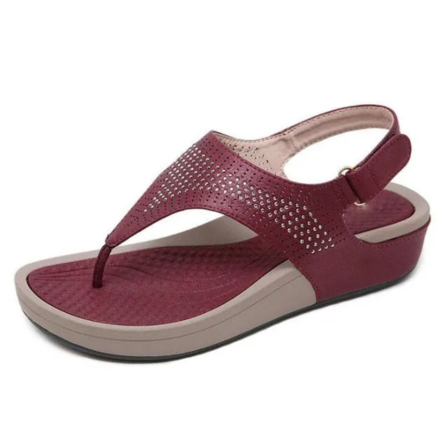 Summer Wedge Rhinestone Women Sandals Open Toe Gladiator Sandals Women Casual Women Platform Sandals Beach flipflops
