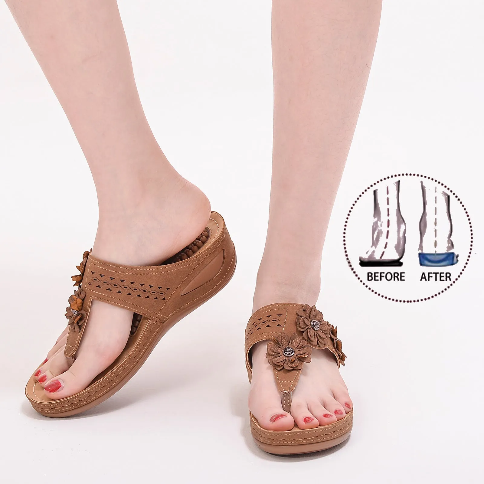 Summer Women's Massage Tablets Wear-resistant Non-slip Beef Tendon Thick-soled Slippers