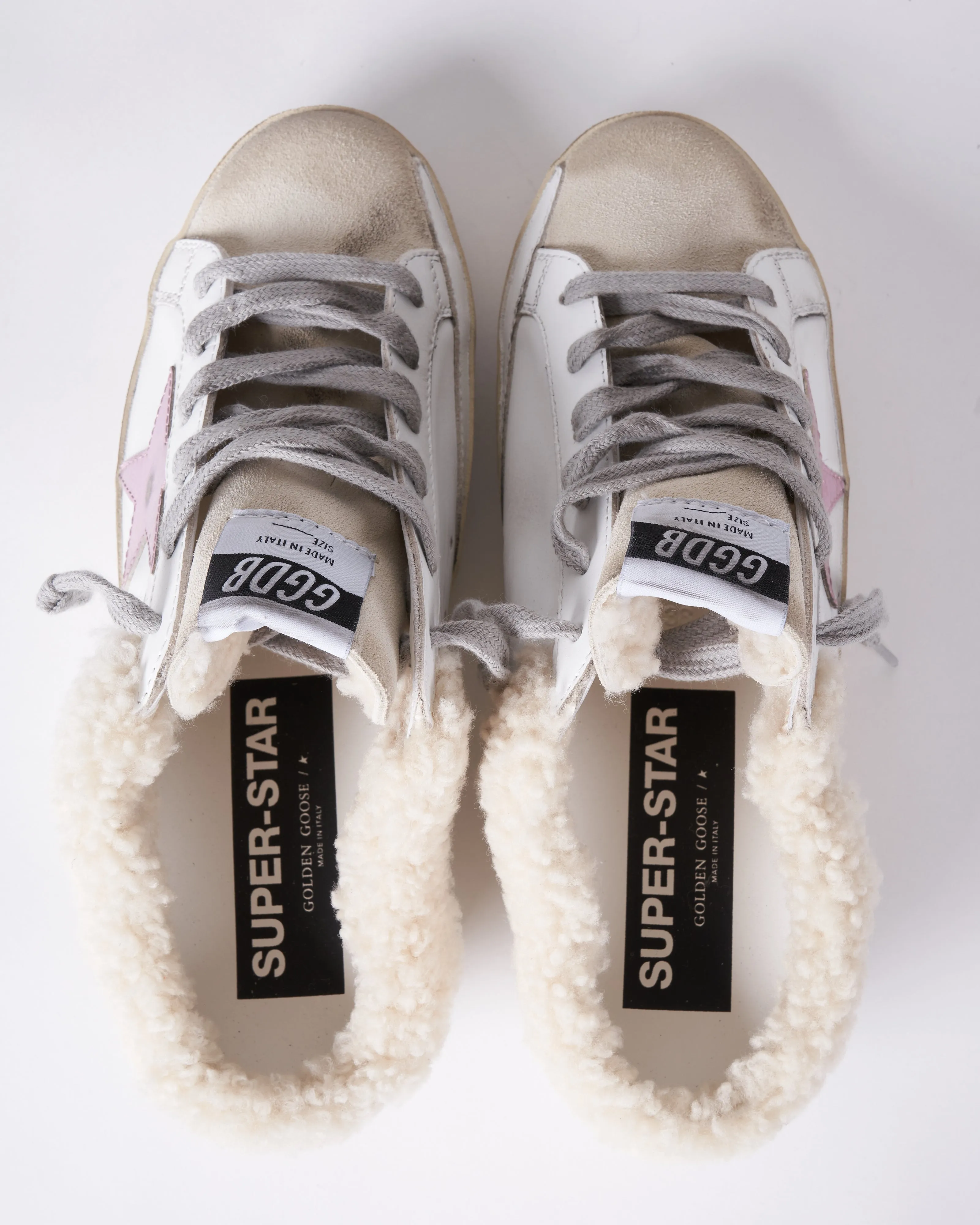 super-star sabot leather upper suede toe
