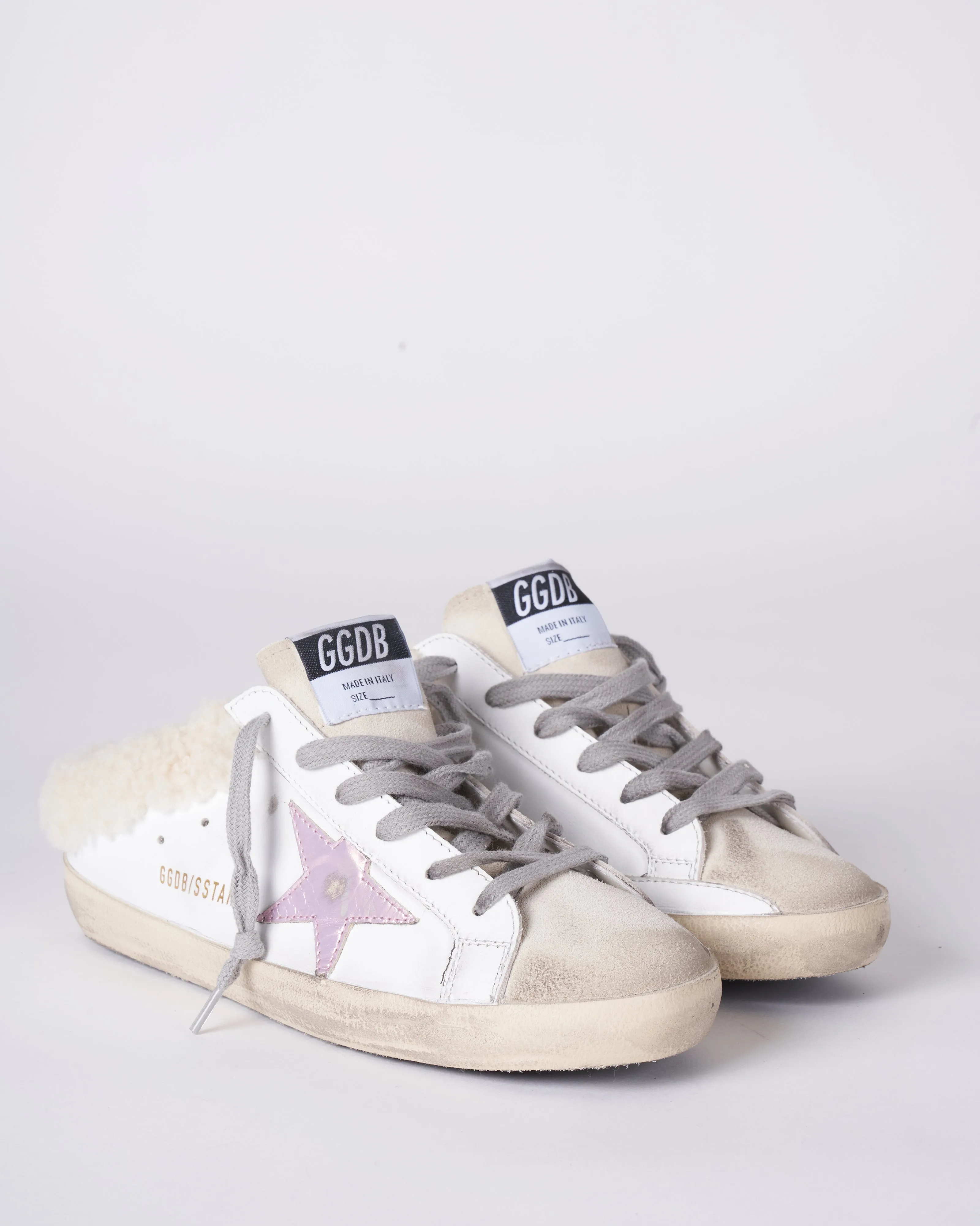super-star sabot leather upper suede toe